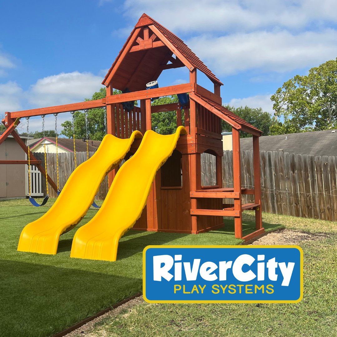 RiverCityPlay's tweet photo. 🌟 Introducing the Original Fort Double Trouble Playset, now with added delights like a charming wood roof, cozy café table, and a lower level playhouse! 🏰✨ Ready to make it yours? Schedule your installation today at https://t.co/Rwe63JnWMc and bring the fun home! 🎉 https://t.co/cmjMdaql2s