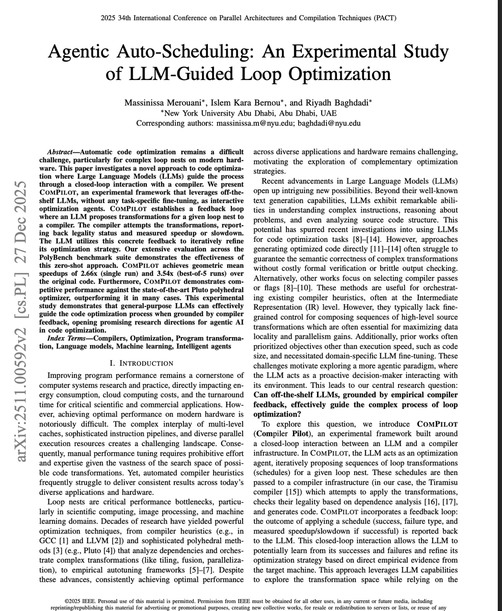 h100envy's tweet photo. A senior Google engineer just dropped a 19-page PDF on "Loop Engineering" for LLM and agentic systems.

Act -> Observe -> Learn -> Repeat  

Act: the LLM proposes a code transformation (tile this loop, parallelize that one).  

Observe: a compiler runs it and reports back - is it valid? faster? slower? by how much?  

Learn: the LLM reads that feedback and adjusts its next move.  

Repeat until it stops finding improvements.  

The agent gets smarter purely from grounded feedback inside its own context window.  

This 19-page PDF totally changed the way I’m building agentic systems today.  

Read it now, then explore the article below.