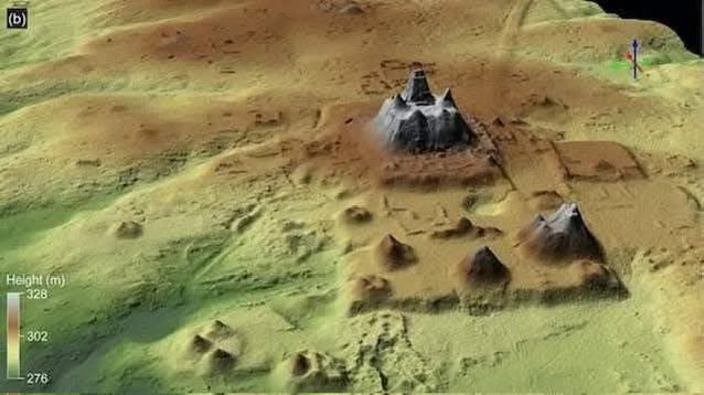 derek__olson's tweet photo. LiDAR tech reveals part of the ancient Maya city El Mirador through the jungle canopy of northern Guatemala. https://t.co/wROEuoZYVy