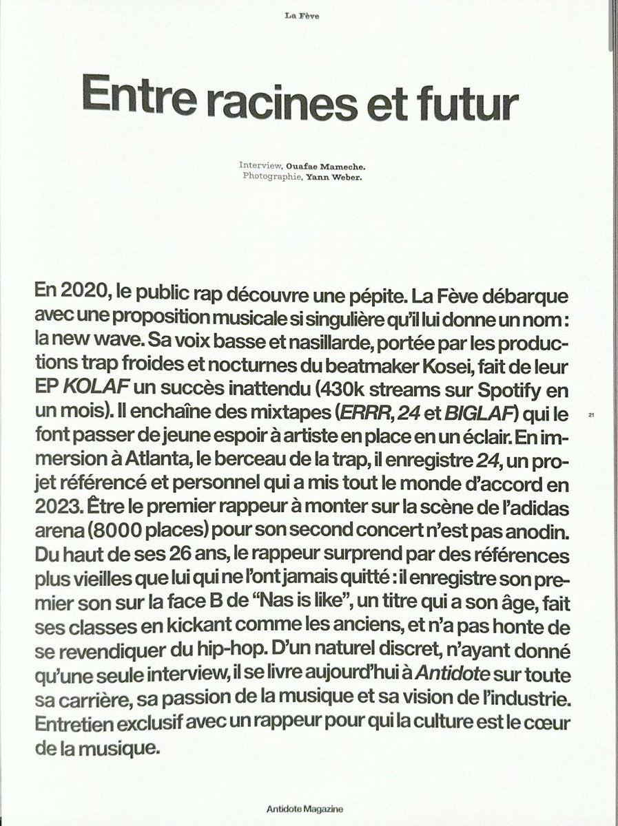 lafevebased7's tweet photo. 🚨 LA FÈVE INTERVIEW COMPLÈTE POUR ANTIDOTE MAGAZINE ⬇️ https://t.co/Wtvm4Ef7qZ