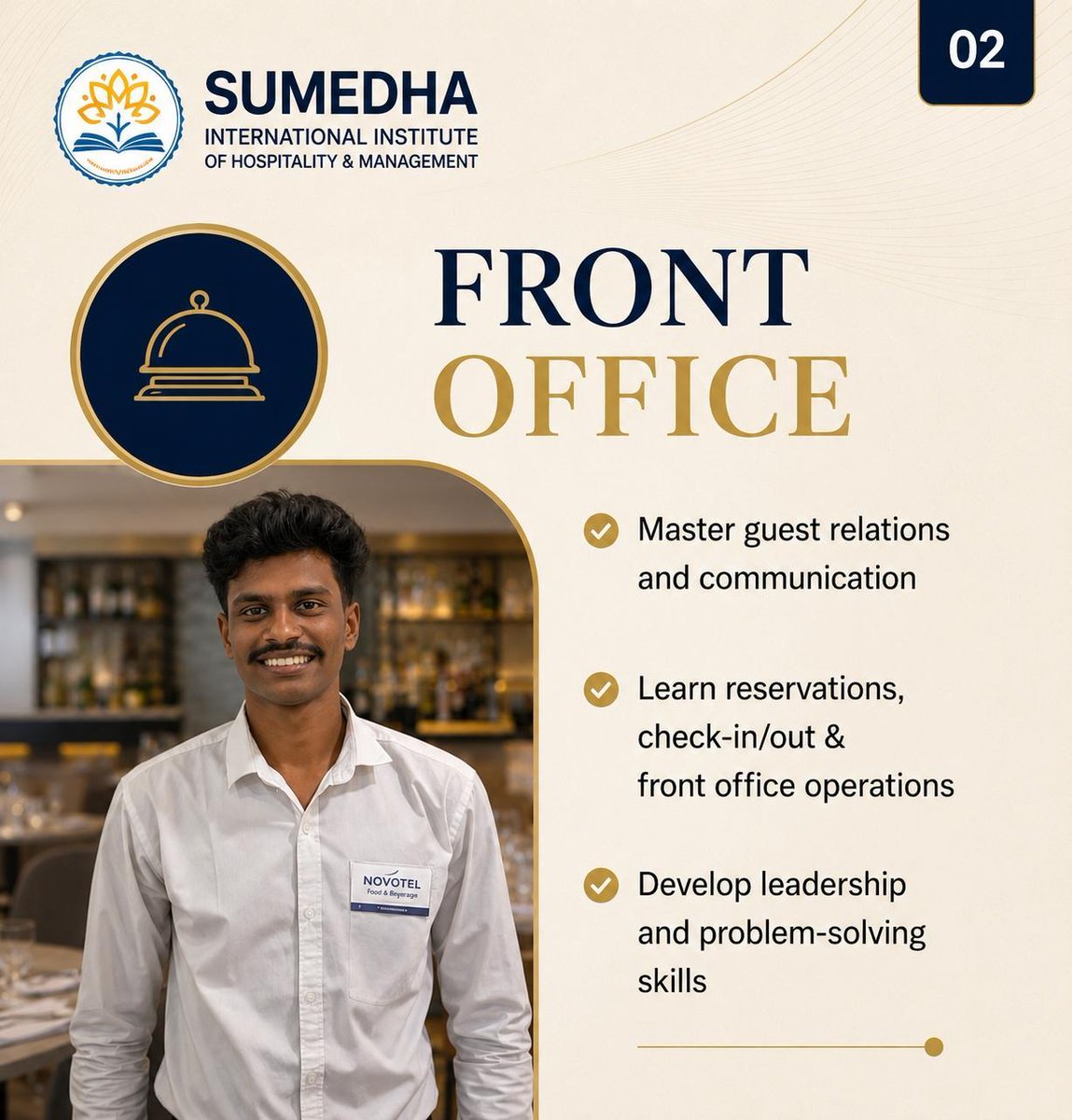 SumedhaIIM's tweet photo. Launch your hospitality career! 🏨 Gain core expertise in Front Office, F&amp;B, Culinary Arts, and Housekeeping.

🎓 Bachelor of Hotel Management 
✨ Eligibility: 10+2 | Duration: 3 Yrs | Fee: ₹85,000 
🌐 https://t.co/raUU8HatGr | 📞 +91 8886 197 778

#Hospitality #HotelManagement https://t.co/4L008Nx0Xc