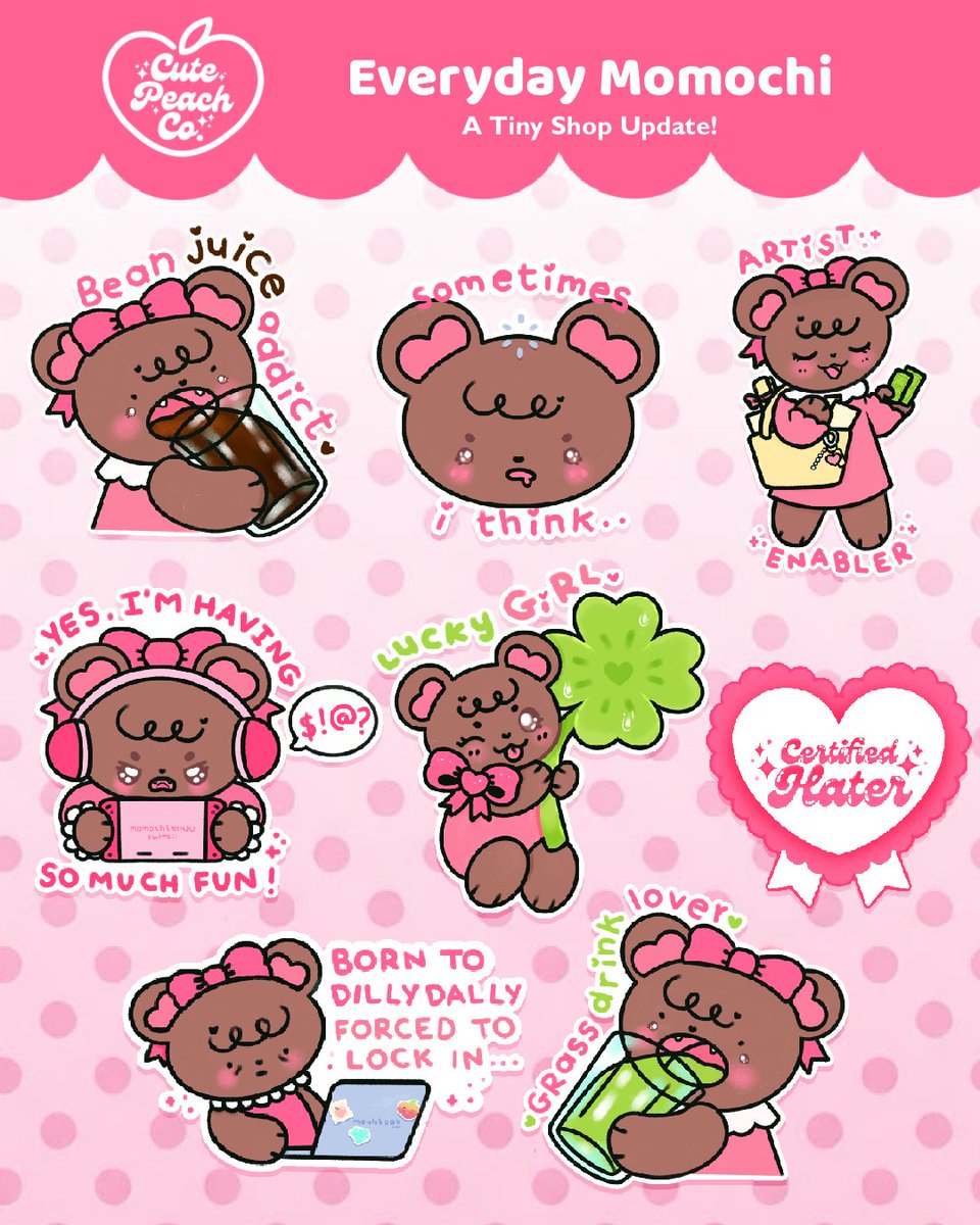 cutepeachco's tweet photo. 🌸 A Tiny Shop Update! 🌸

Haiii peachies! I've been working on something new hehe~ I tried out a new art style so now Momochi has acquired new forms ₍ᐢ.ˬ.ᐢ₎ ✨ 

Which one are you claiming? (´｡• ◡ •｡`) ♡

🔗 https://t.co/CuUCEqmDFX https://t.co/EOVMrLfFtE