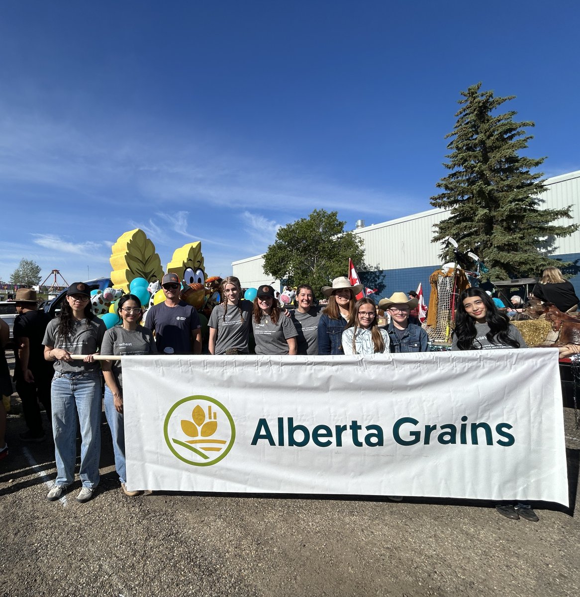 AlbertaGrains's tweet photo. It’s parade time!

Alberta Grains is proud to be a Showdown Sponsor of the 2026 @PonokaStampede and to take part in this morning’s Stampede Parade.

We hope to see you cheering on our float and visiting us at the grounds throughout the week!

#AbAg #WestCdnAg https://t.co/uF27SX5zAu