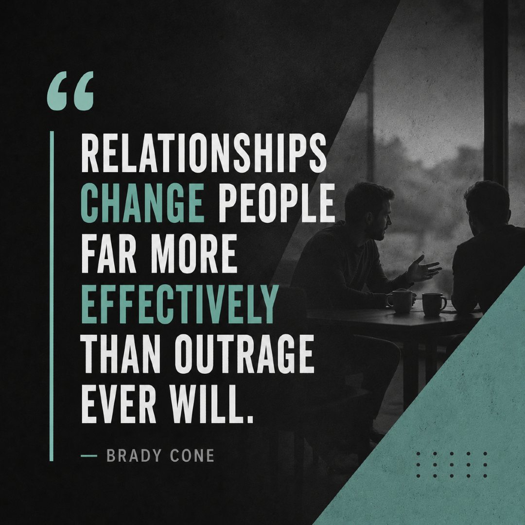BradyJCone's tweet photo. Real change rarely happens through outrage.

It happens through relationships, conversations, and faithfully pointing people to Jesus. 

#Gospel #Discipleship #Relationships https://t.co/52waXQ7vkE