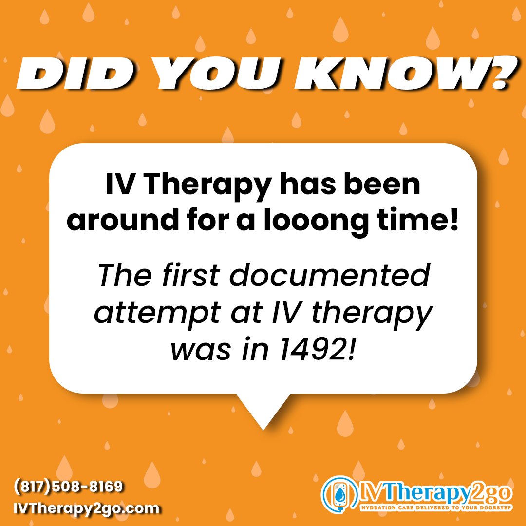 IVTherapy2go's tweet photo. 💧 Did you know IV therapy has been around for centuries?

Today, it's one of the fastest ways to replenish hydration and nutrients. IVTherapy2Go brings professional mobile IV hydration directly to your doorstep.

#IVTherapy2Go #IVTherapy #IVHydration #HealthFacts #IV #IVNearMe https://t.co/W4j3Ejoh9x