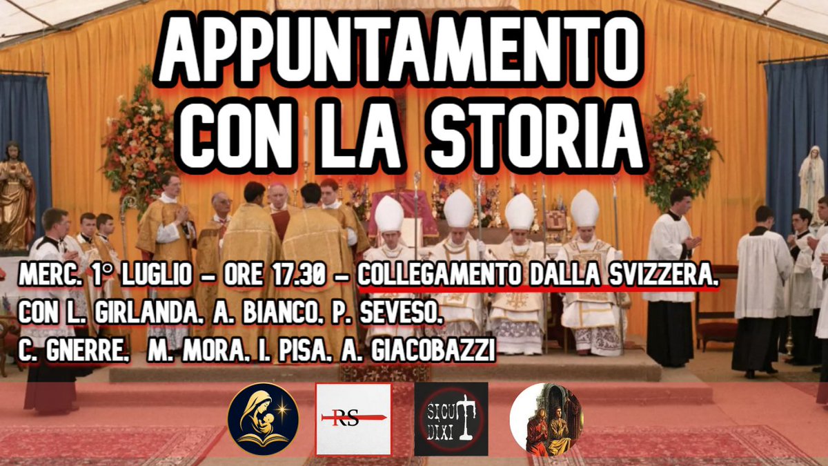 RadioSpada's tweet photo. 🔴 Mercoledì 1° luglio, ore 17.30, diretta a reti unificate APPUNTAMENTO CON LA STORIA (con collegamento dalla Svizzera). Parteciperanno: L. Girlanda, A. Bianco, P. Seveso, C. Gnerre, M. Mora, I. Pisa, A. Giacobazzi 👉 https://t.co/UHgQTfcs4p https://t.co/tQpWvuWbrn