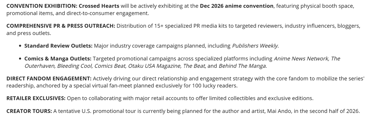 MangaAlerts's tweet photo. After reading this, I'm incredibly disappointed with Crossed Hearts

Their publicly viewable campaign budgets for these titles are upwards of $5,000+ USD

Making an influencer pay for tariffs &amp; fees on promo books is something that should've been covered and its unacceptable https://t.co/UgxDDtiiyf