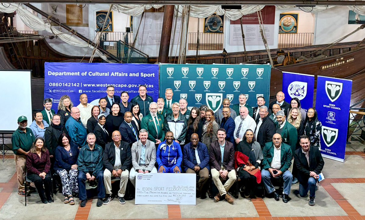 ricardomackenzi's tweet photo. 🥳🥳 This evening, we are proud to hand over R5.6 Million to sport federations, including admin support for major events taking place in this Garden Route over the next six months. 

These events bring visitors, create jobs, support local businesses, and help grow our economy. https://t.co/k9OLIrNlAR