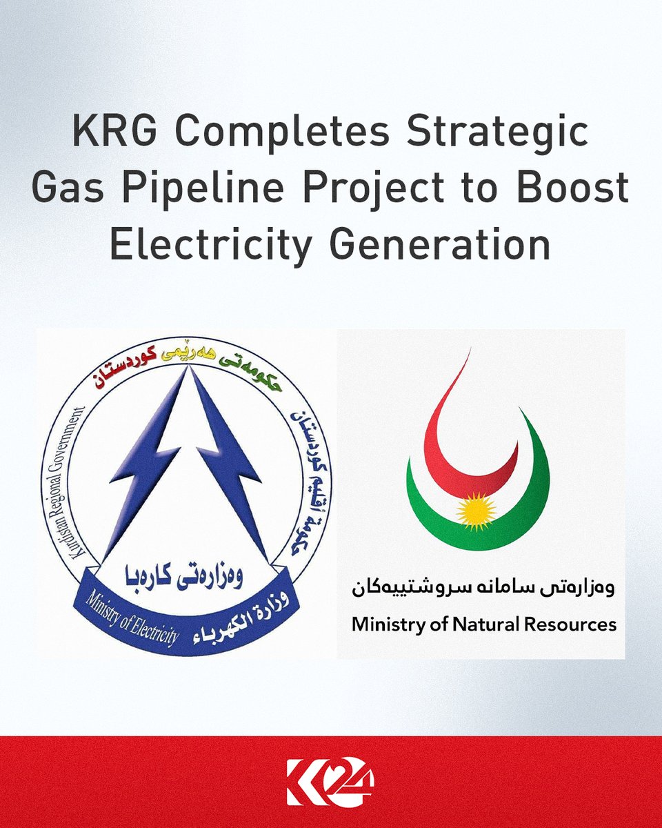 K24English's tweet photo. The KRG has successfully connected a new gas pipeline from the Khor Mor field to the Sulaimani power plant in a strategic project expected to increase electricity generation

Read More: https://t.co/Rm2Gcci7bO https://t.co/P1CRgoS6x0
