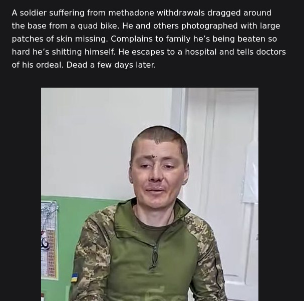 ClareDalyIRL's tweet photo. This is the bestial, unimaginable, inhuman cruelty the glorious Ukrainian Armed Forces visit on men who do not want fight.

Everyone in Europe who has fed this abyssal horror needs to be locked up. https://t.co/zNZPh0ujLY