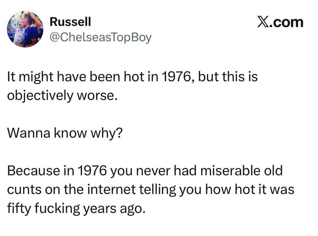 GerrySamuels12's tweet photo. Just because you don’t remember the bad side of 1976, doesn’t necessarily mean you just got on with it https://t.co/Gu80NoyUGS