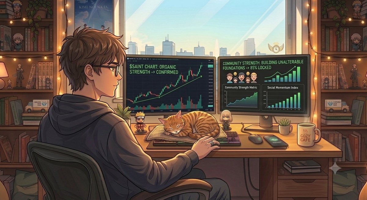 SaintDevSol's tweet photo. The chart is showing healthy, structural growth. One candle at a time. What matters most isn't rapid spikes, but building an unshakeable foundation. 
I'm watching the numbers closely from the desk, and seeing the community strengthen day by day is exactly why we chose the path of programming longevity. Momentum is naturally finding its way to us.
No rushing, no forced noise. Just solid architecture and a true safeplace for everyone here.
The workspace is quiet, the focus is absolute. Let’s keep stacking bricks. 

$SAINT #solana #pumpfun