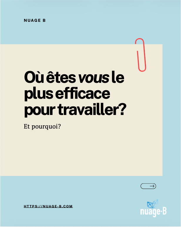 nuage_b's tweet photo. La productivité, c'est aussi une question d'environnement ⭐️

Alors, où donnez-vous le meilleur de vous-même?
☕ Dans un café
🏡 À la maison
☁️ À Nuage B

Partagez votre réponse en commentaire et dites-nous ce qui vous aide à rester concentré!

#NuageB #Coworking #Montreal https://t.co/3BJrCNZJ6x