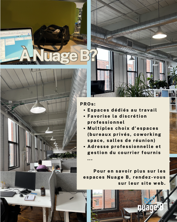 nuage_b's tweet photo. La productivité, c'est aussi une question d'environnement ⭐️

Alors, où donnez-vous le meilleur de vous-même?
☕ Dans un café
🏡 À la maison
☁️ À Nuage B

Partagez votre réponse en commentaire et dites-nous ce qui vous aide à rester concentré!

#NuageB #Coworking #Montreal https://t.co/3BJrCNZJ6x