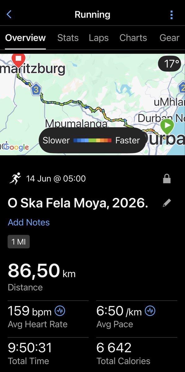 hbmash's tweet photo. Seven years ago, I conquered the road on a bicycle at Amashova. Two weeks ago, I conquered it on foot at my 4th Comrades Marathon.

Cycle it or run it—it doesn’t matter.
The mission is to keep moving forward.

#FetchYourBody2026 
#RunningWithTumiSole https://t.co/TQmT4yhIYS