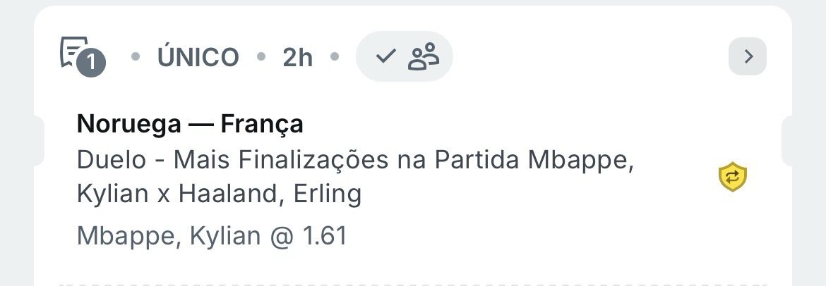 Deogado22's tweet photo. E essa aposta aqui na superbet? 1.61 pro Mbappe ter mais chute e o haaland sendo reserva? Dentro https://t.co/pC8v3sfGOU