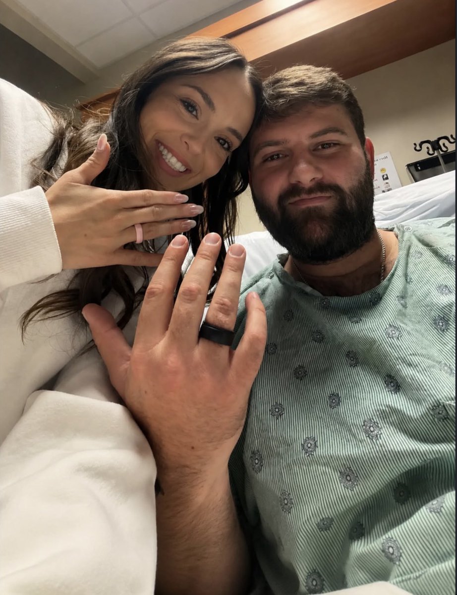 metrofive5's tweet photo. This couple got married in a hospital hours before his high risk Brian surgery and he survived 🥺❤️ https://t.co/kAIsEHFIWE
