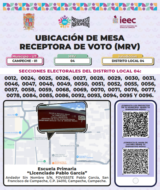 IEECampeche's tweet photo. 📣 Ubica tu Mesa Receptora de Votación para participar en la Consulta de Presupuesto Participativo 2026. #CAMPECHE.
Este próximo domingo 5 de julio, ¡haz que tu voz cuente para mejorar tu comunidad! Ubícala aquí 👇
#PresupuestoParticipativo #tuvoztucomunidad https://t.co/rdVQ4YPv6H