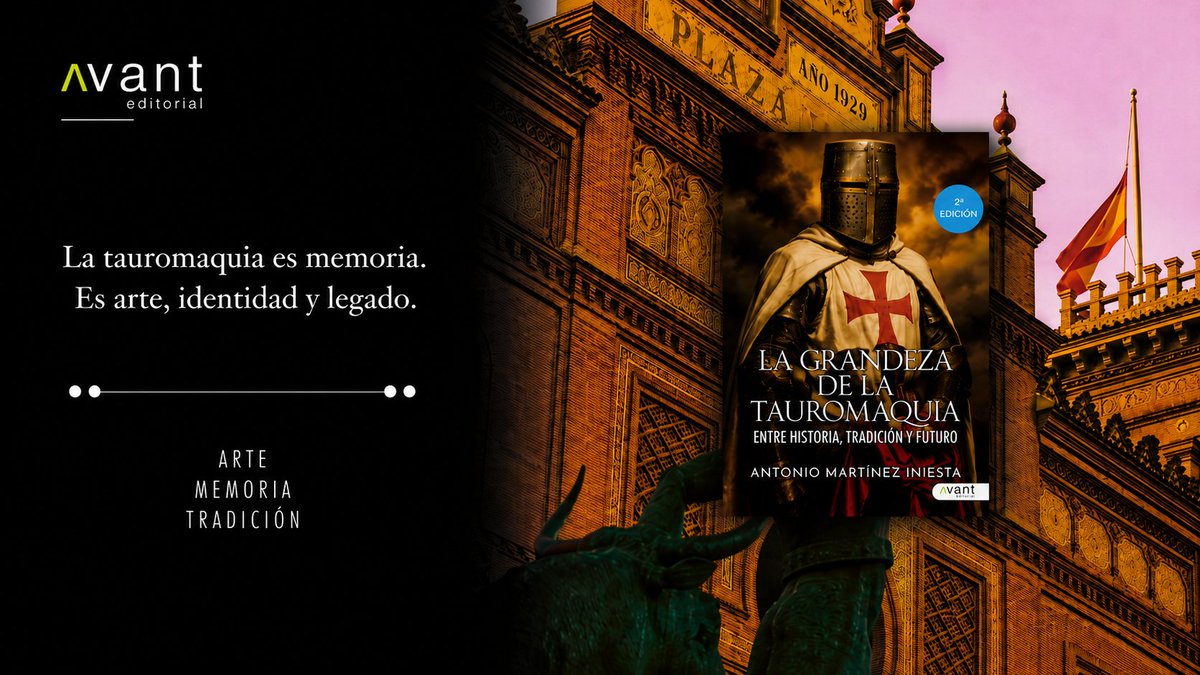 Avanteditorial's tweet photo. 📚 La grandeza de la tauromaquia, de Antonio Martínez Iniesta, alcanza su segunda edición.

Un ensayo que recorre la tauromaquia como memoria, arte, identidad y legado; una reflexión firme y serena sobre una tradición que forma parte del alma cultural de un pueblo.

A través de sus páginas, el autor invita a mirar más allá del tópico y plantea una pregunta esencial: ¿qué perdemos cuando dejamos morir nuestras tradiciones más hondas?

Una obra escrita con rigor, emoción y respeto. Porque aún hay cosas por las que merece la pena torear.

📖 Amazon: https://t.co/yxqRfmtdjb
🛒 Tienda web: https://t.co/VB3gcvzRIb

#Tauromaquia #Tradición #Ensayo #Cultura #AvantEditorial