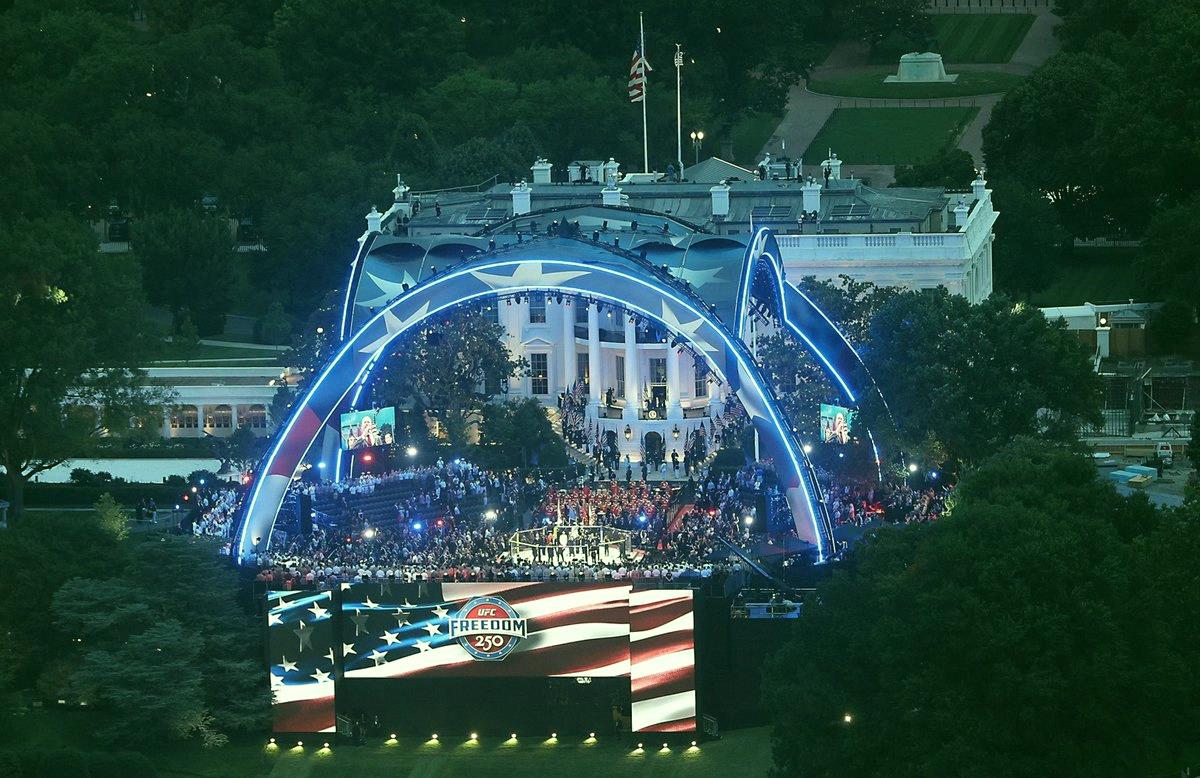 auadame's tweet photo. UFC Freedom 250 at the White House just became one of the most-watched events in UFC history. 

34 million viewers worldwide across 170+ countries. 

And yep, the UFC is owned by TKO Group $TKO in case you didn't know. https://t.co/ydGKPdIhUw