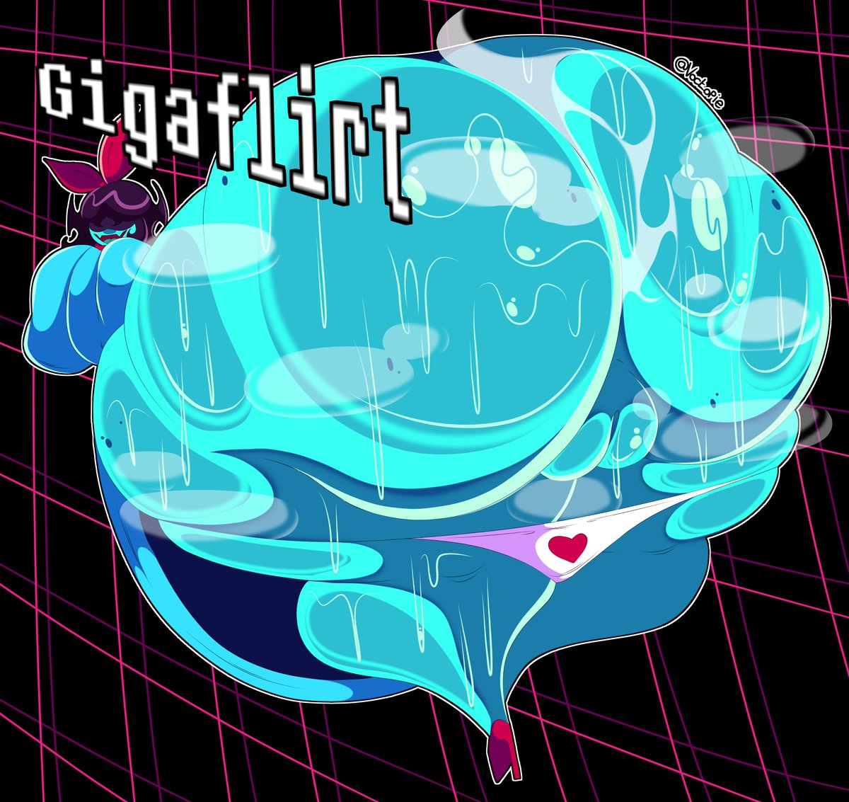 VOctopie's tweet photo. "Uuuuu!! you can't stop looking at my FAT but can you PERVERT!!!~" -Aqua #deltarune https://t.co/F8wRDwzVHf