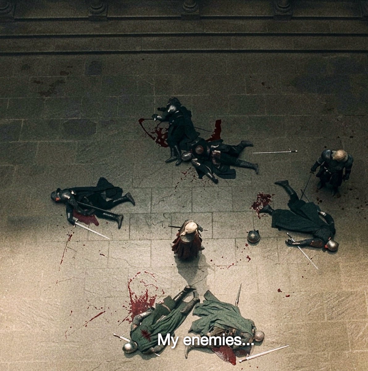 rvgsdelight's tweet photo. rhaenyra saying ‘my enemies will not deny me my right’ as she walks past the bodies of green soldiers that daemon brutally killed #HOT https://t.co/sVjNvfl5Dp