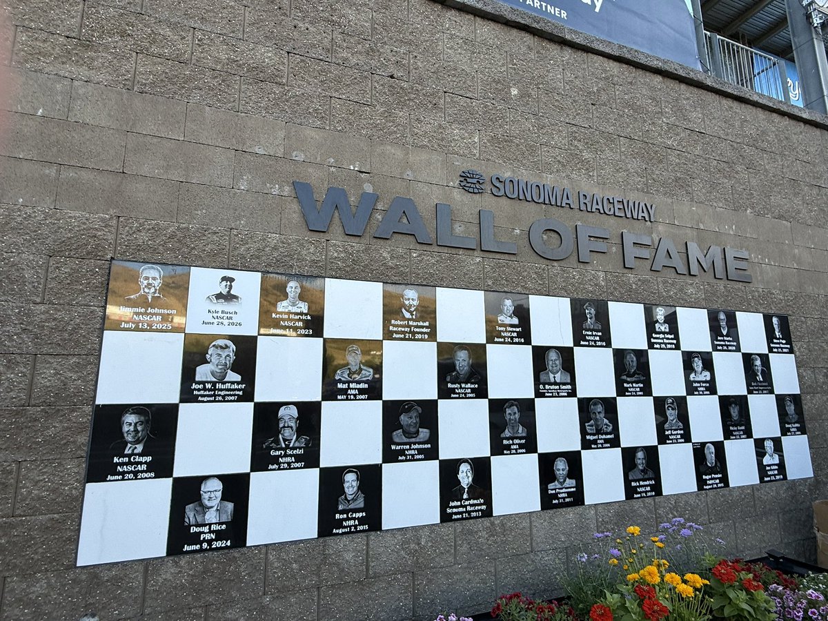 bobpockrass's tweet photo. Kyle Busch has been added to the Sonoma Raceway Wall of Fame with an official “induction date” of Sunday. https://t.co/1j0PC5jBIe