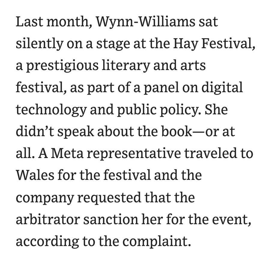 sapna's tweet photo. wild detail from this story on the ongoing legal battle between Meta and Sarah Wynn-Williams https://t.co/BXiblsMsrW https://t.co/MJKlBjDPYm