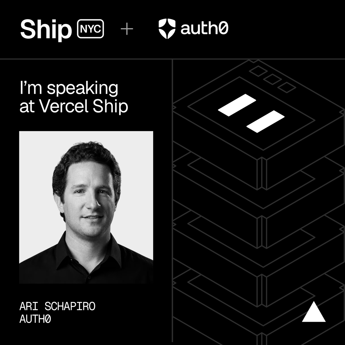 aschapiro's tweet photo. Happy to be talking at @vercel Ship in NY next week about the Identity Principles for Agents, with my friend @chris__sev ! Let's go @auth0 in NY! 🗽 https://t.co/u2m5UQrHQa