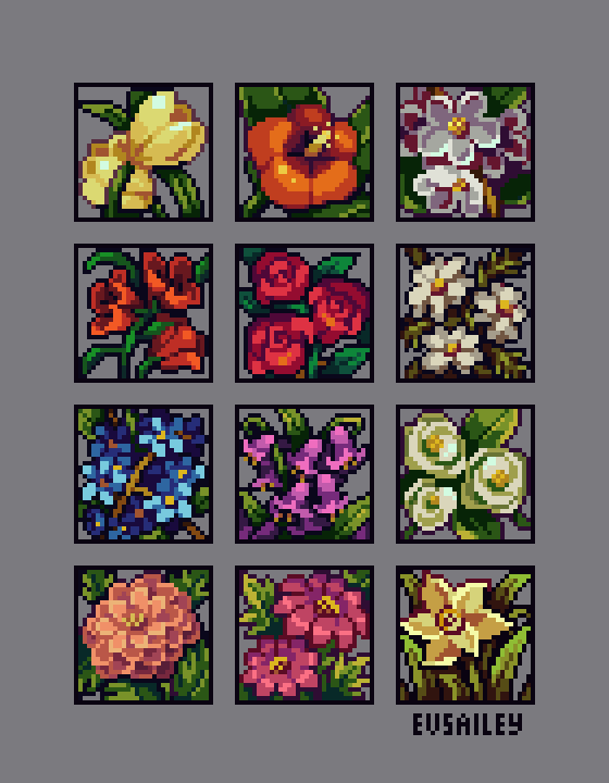 evsailey's tweet photo. Flowers icons🌺🌷🌸

#pixelart https://t.co/tgVNdXXpID