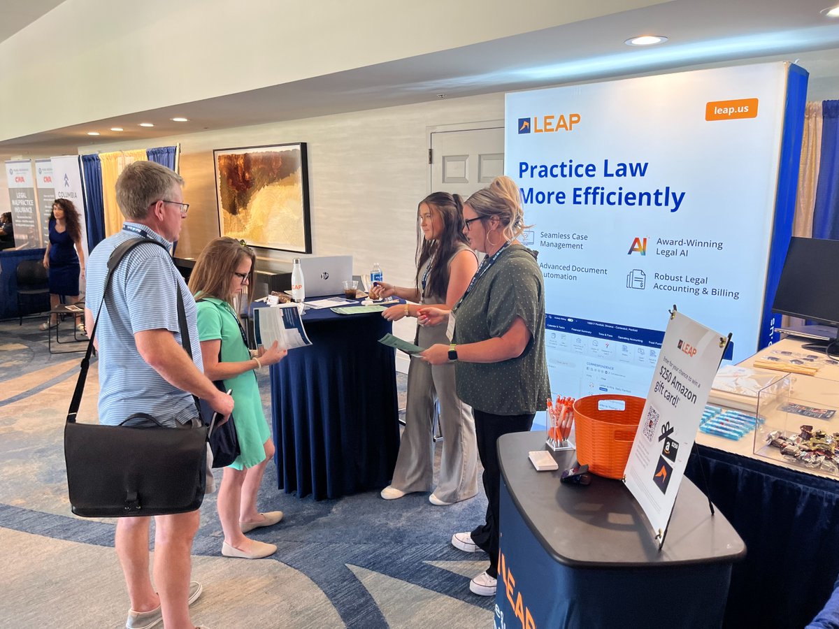 LEAP4Lawyers's tweet photo. We're excited to be at the State Bar of Arizona Annual Convention and look forward to connecting with attorneys from across the state. 🌵 Swing by booth 25 to meet our team and learn how LEAP can help your firm improve productivity and achieve its goals. https://t.co/81v5eD2KLJ