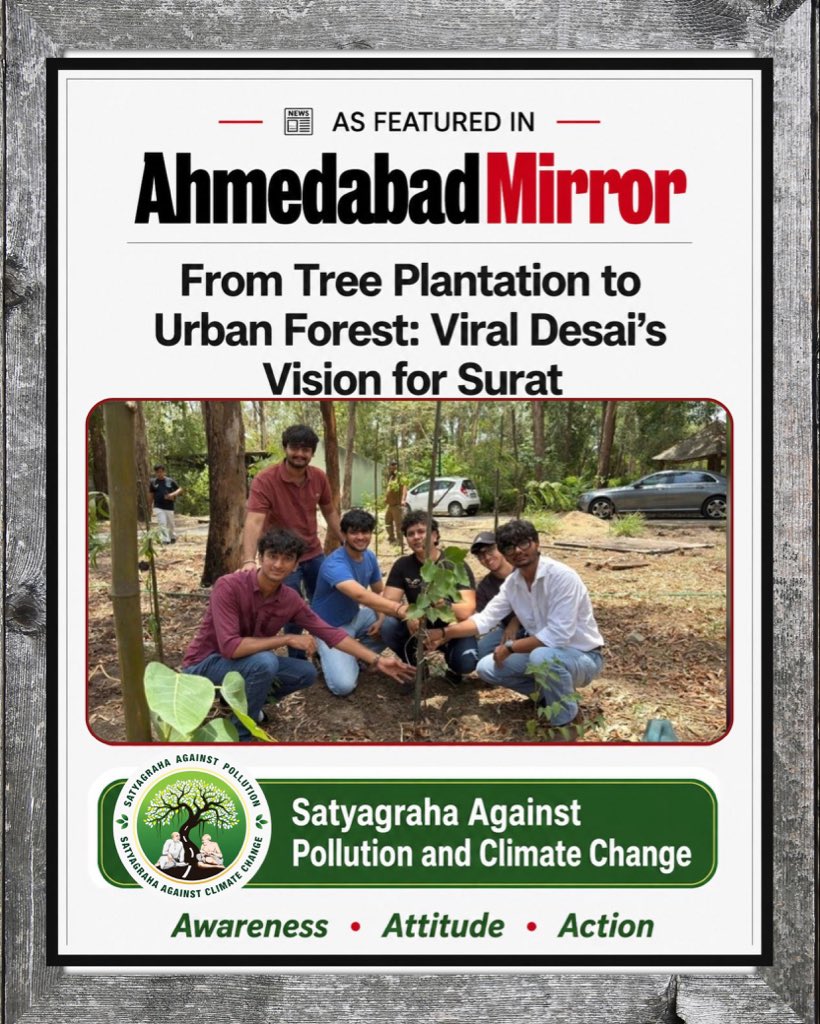veerdesai's tweet photo. Honoured to be featured by Ahmedabad Mirror. 🌱

This journey was never about planting more trees.
It was always about restoring nature, inspiring people, and building a movement.

Awareness. Attitude. Action. 💚 https://t.co/jf5J0SqGxm