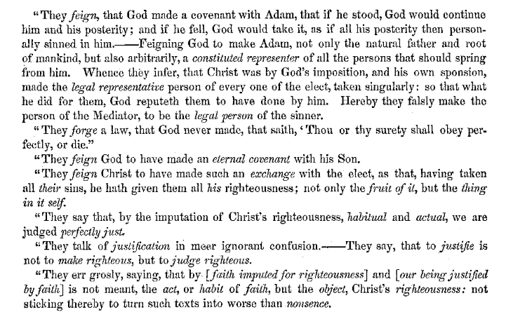 1six8nine's tweet photo. Baxterianism was not accepted in the New England Churches. Cotton Mather recommends John Norton's work as a refutation for Richard Baxter's views:

"[All these are Mr. Baxter’s words, in his “𝐷𝑒𝑓𝑒𝑛𝑐𝑒 𝑜𝑓 𝐶ℎ𝑟𝑖𝑠𝑡,” chap. II.]

These things, which our churches with amazement behold Mr. Baxter thus calling 𝑓𝑖𝑐𝑡𝑖𝑜𝑛𝑠, 𝑓𝑎𝑙𝑠𝑒ℎ𝑜𝑜𝑑𝑠, 𝑓𝑜𝑟𝑔𝑒𝑟𝑖𝑒𝑠, 𝑖𝑔𝑛𝑜𝑟𝑎𝑛𝑡 𝑐𝑜𝑛𝑓𝑢𝑠𝑖𝑜𝑛𝑠, and 𝑔𝑟𝑜𝑠𝑠 𝑒𝑟𝑟𝑜𝑟𝑠, were defended by Mr. Norton, as the “faith once delivered unto the saints;” nor do our churches at this day consider them, as any other, than “glorious truths of the gospel;” which, as they were maintained by Mr. Norton. So two divines, which were the scholars of Mr. Norton, well known in both Englands, Nathanael and Increase Mather, (𝑭𝒓𝒂𝒕𝒓𝒖𝒎, 𝒅𝒖𝒍𝒄𝒆 𝑷𝒂𝒓!) and a third, a worthy minister of the gospel, Mr. Samuel Willard, now living in the same house from whence Mr. Norton went, unto “that not made with hands,” have in their printed labours most accurately expressed them and confirmed them. Hence, although as, on the one side, I have this passage of Mr. Baxter’s in a letter from him, written but a few months before he died, “I am as zealous a lover of the New-England churches as any man, according to Mr. Norton’s and the Synod’s model:” so, on the other side, the memory of Mr. Baxter is on many accounts 𝑧𝑒𝑎𝑙𝑜𝑢𝑠𝑙𝑦 𝑙𝑜𝑣𝑒𝑑 among the churches of New-England, yet espousing the principles for their establishment, wherein Mr. Norton had appeared: nevertheless, inasmuch as Mr. Baxter, just before his entrance into his “everlasting rest,” requested of my parent, then in London: “Sir, if you know of any errors in any of my writings, I pray you to confute them after I am dead.” I thought it not amiss to regard so far the 𝑔𝑜𝑠𝑝𝑒𝑙-𝑡𝑟𝑢𝑡ℎ𝑠 𝑜𝑓 𝑗𝑢𝑠𝑡𝑖𝑓𝑖𝑐𝑎𝑡𝑖𝑜𝑛 at this day labouring, as to take occasion from the mention of Mr. Norton’s book, to say, that in that one book of his, there is a 𝑐𝑜𝑛𝑓𝑢𝑡𝑎𝑡𝑖𝑜𝑛 of Mr. Baxter, who seems to oppose those things, which the churches of New-England judge cannot be denied without 𝑐𝑜𝑟𝑟𝑢𝑝𝑡𝑖𝑛𝑔 𝑜𝑓 𝐶ℎ𝑟𝑖𝑠𝑡𝑖𝑎𝑛𝑖𝑡𝑦, and 𝑠𝑢𝑏𝑣𝑒𝑟𝑡𝑖𝑛𝑔 𝑜𝑓 𝑡ℎ𝑒 𝑔𝑜𝑠𝑝𝑒𝑙."

From: Magnalia Christi Americana