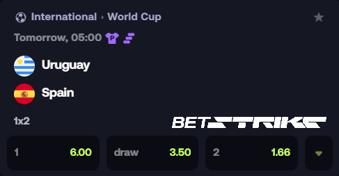 betstrike's tweet photo. 🇪🇸 Spain vs Uruguay 🇺🇾

Predict the exact score before kickoff for a chance to win a share of $50 https://t.co/m2bInN3d2d