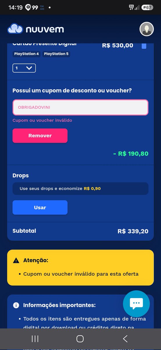 RohSoares's tweet photo. @nuuvem Apliquei o cupom no horário, funcionou, quando cliquei em pagar no pix, deu 502 Bad Gateway, site instável e perdi minha promoção, extremamente frustrante, espero que haja alguma compensação. https://t.co/MSY9BAWr1X