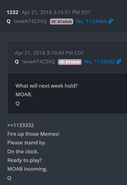 SantaSurfing's tweet photo. Trump post on July 4, 2026
Timestamp 12:32
Q1232
"What will next week hold? 
MOAB. 
Q"
🔥🔥🔥🔥🔥🔥🔥🔥🔥🔥🔥🔥🔥🔥

Airshow on Display for 10 hours and 15 minutes!
Trump Speech at 9PM!

FIREWORKS WHICH "WILL BE APPROXIMATELY 10 TIMES LARGER THAN ANY FIREWORKS IN THE HISTORY OF OUR COUNTRY!"

REPUBLIC SOVERIGN AMERICA INCOMING!!!