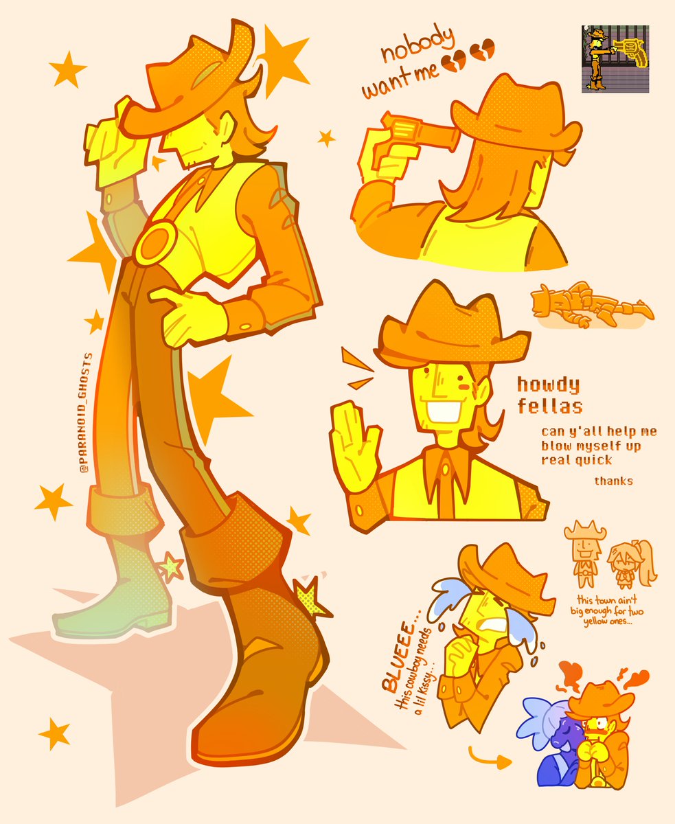 paranoid_ghosts's tweet photo. #deltarunespoilers #deltarune it's fine i just didn't expect the friend inside me to be a gay yellow cowboy https://t.co/UxMFNVEmeJ