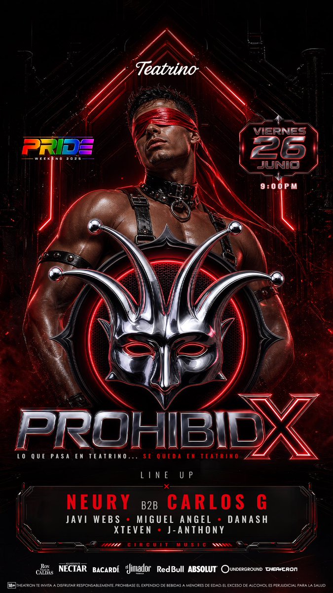 theatronbogota's tweet photo. HOY Hp Qué Rico!! Cachond❌❌❌ una noche de Se❌  PRIDE WEEKEND 2026🏳️‍🌈

El perreo se salió de control 🔥

DJs invitadas: @bayonats @djninacaballero 

Residentes: 
@trikkrecords @djgermanlopez 
@jassonblancodj @rafaelmilanes 

🎫 Cover: De 9:00pm a 10:00pm, $25k. Después de 10:00pm, $30k. 

El deseo se traduce en perreo 
Produce: @serchmendozau

Theatron siempre te da más!!