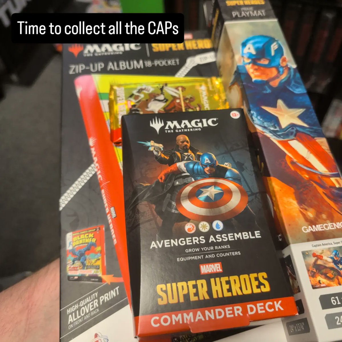 MASTAKAZ's tweet photo. @WizardsMTG @MarvelStudios @Marvel The journey to collect all the @CaptainAmerica cards begins today. @Gamegenic_ https://t.co/jrxA8S4Drc