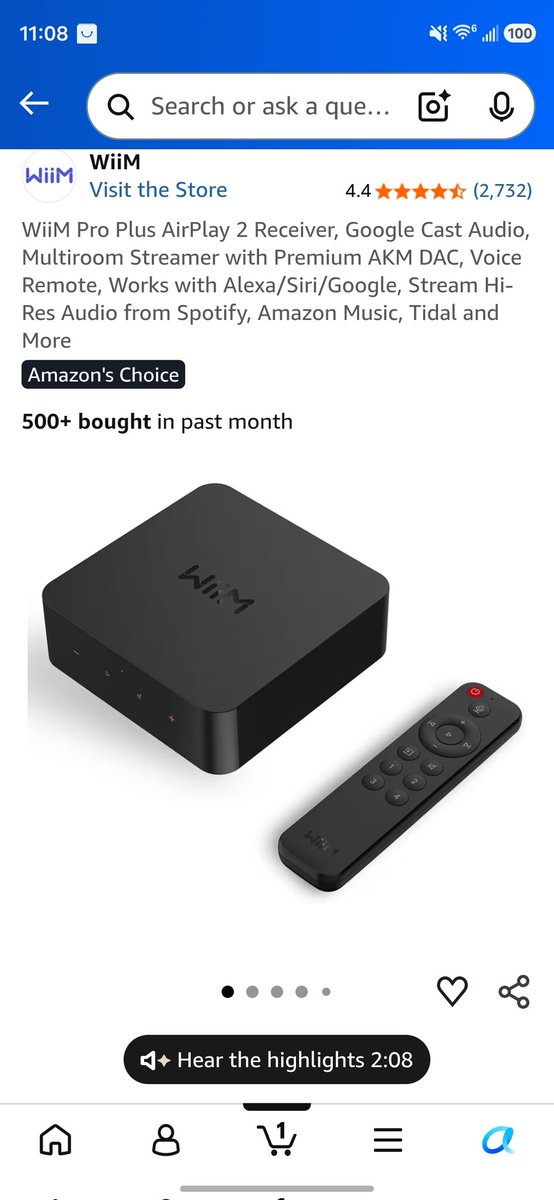 7bBitters's tweet photo. I was not lying about this being the best Prime Day deal, that AKM DAC chipset is an absolute masterpiece. Streaming on this thing sounds so incredibly gorgeous. https://t.co/xMi3t2EaQJ