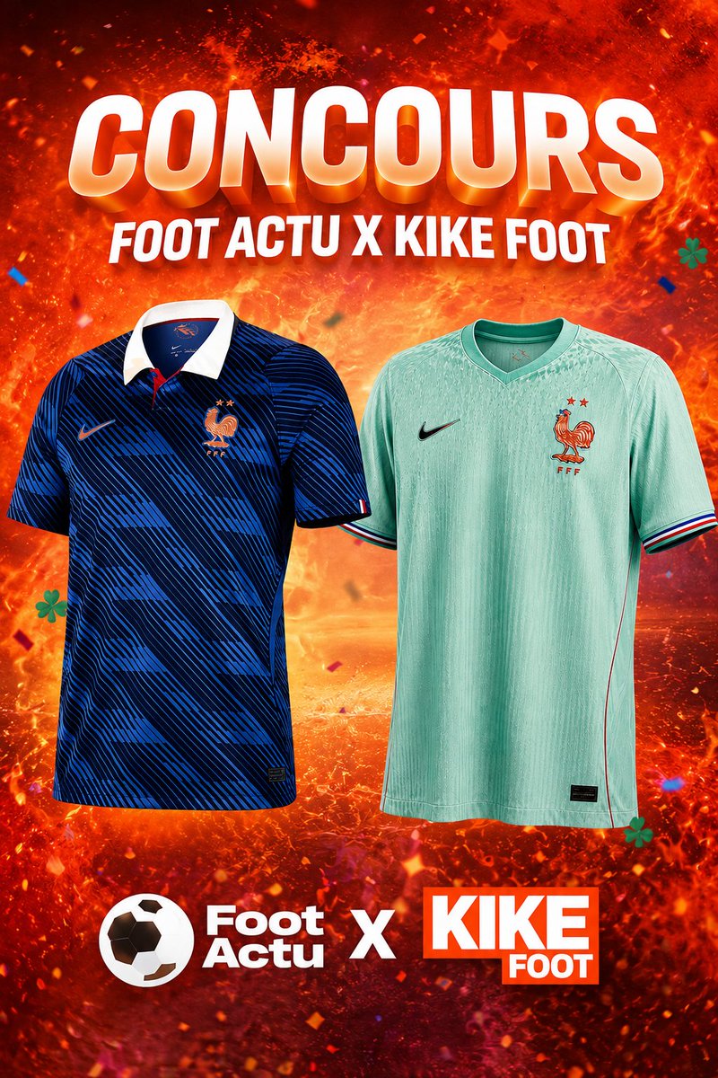 FootActu_2's tweet photo. 🚨🚨 NOUVEAU CONCOURS ! 🔔

FOOT ACTU X @kikefoot_

LE GROS LOT : 5 MAILLOTS DE L'ÉQUIPE DE FRANCE DOMICILE/EXTÉRIEUR SONT À GAGNER !!! 🇫🇷👕

👉 Follow @FootActu_2 + @kikefoot_ 
👉 RT le tweet 🔃
👉 Tag 2️⃣ amis

TAS le 04/07. 🗓️

Bonne chance à tous ! 🍀🤞 https://t.co/h5B1mf2rGw