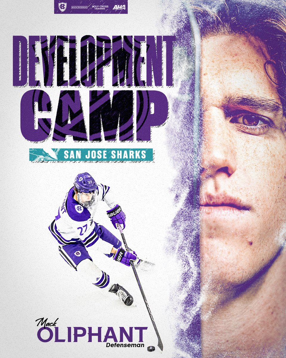 HCrossMHockey's tweet photo. Good luck to Mack Oliphant '26 as he takes on @SanJoseSharks Training Camp next week!

#GoCrossGo https://t.co/kfcMWQritv