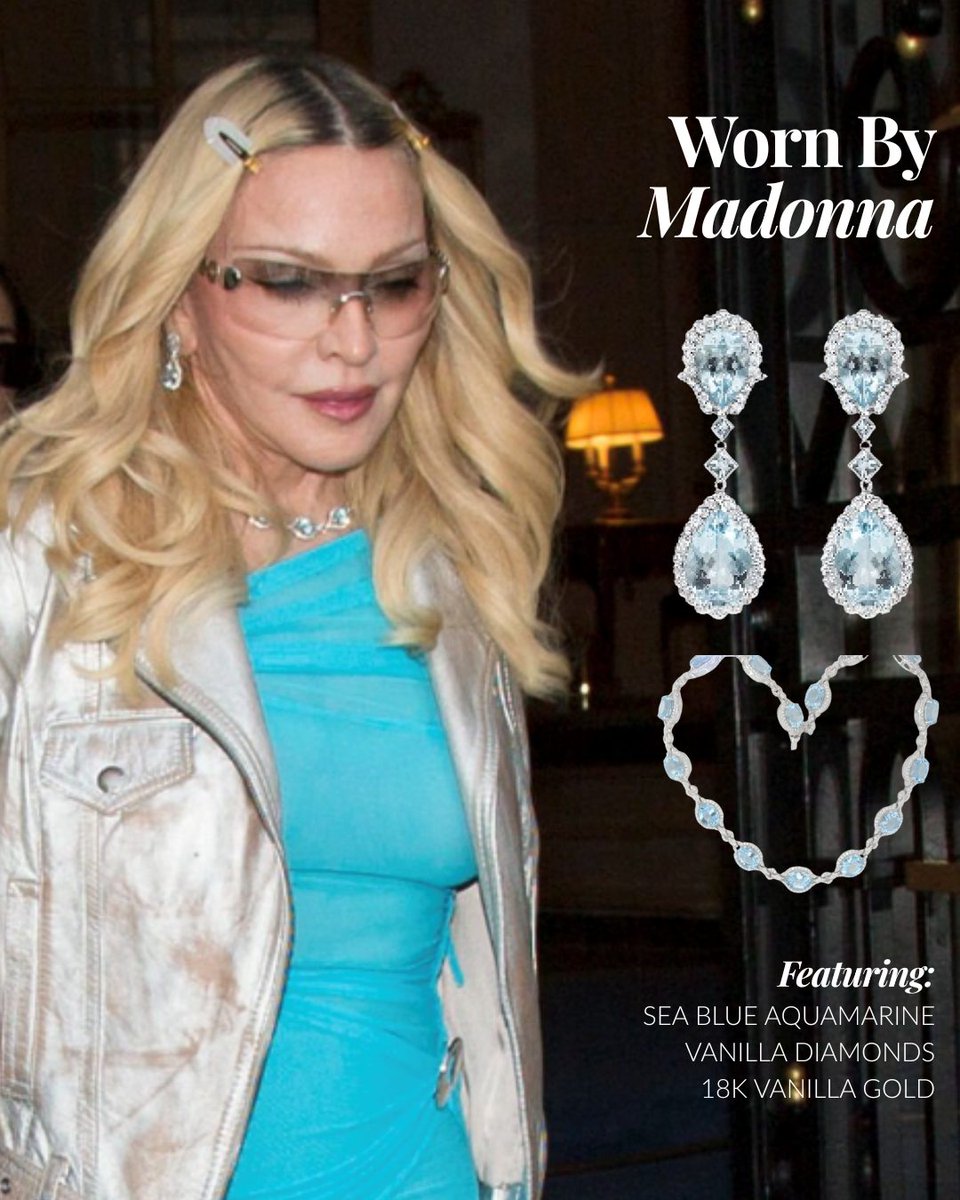 Le_Vian's tweet photo. Euro Summer starts here 💎✨

@Madonna stepped out in Paris wearing Le Vian Sea Blue Aquamarine High Jewelry, proving bold color never goes out of style. 

https://t.co/40XeqsXGV5

#Madonna #SeaBlueAquamarine #HighJewelry #CelebrityStyle #Paris https://t.co/L6qQTZGn8W