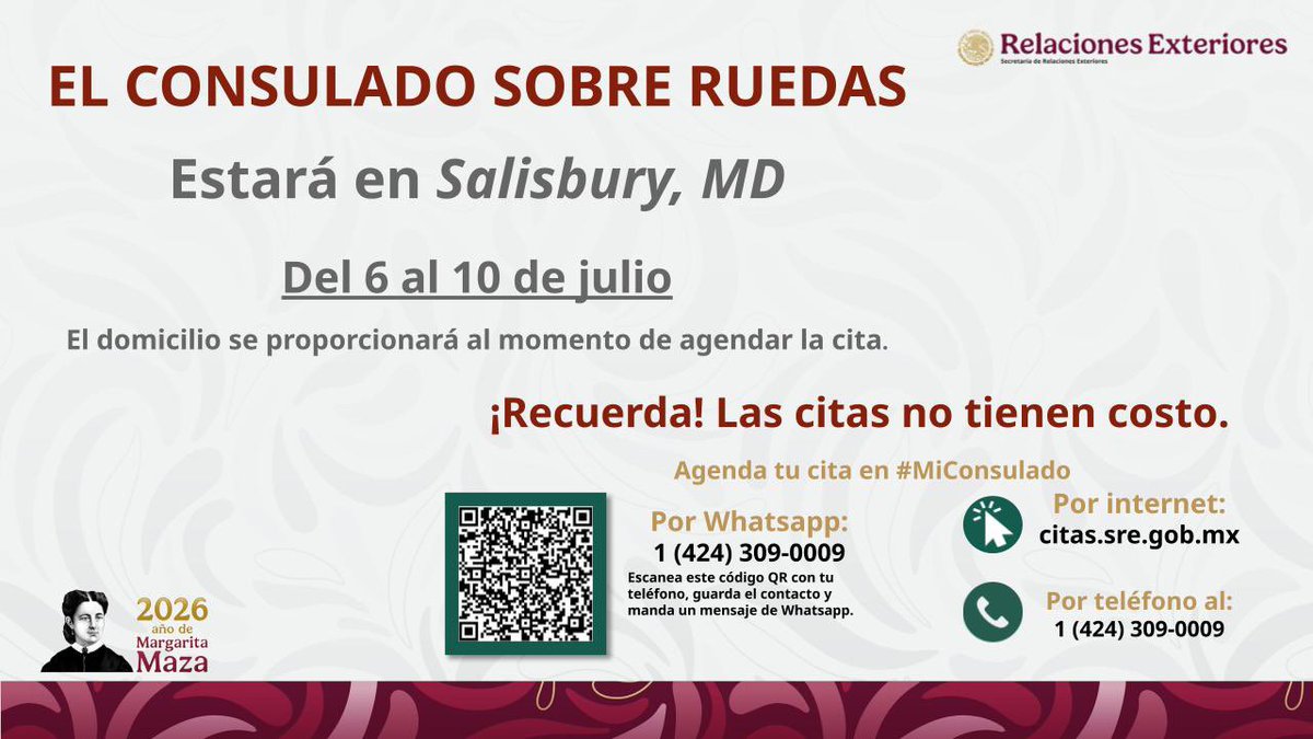 ConsulMexWas's tweet photo. 🚐🇲🇽 CONSULADO SOBRE RUEDAS
📢 Ya puedes agendar tu cita para nuestra próxima jornada.

Tramita tu pasaporte, matrícula consular o  INE de manera rápida y segura.

📅 Agenda en MiConsulado

⚠️ Recuerda, todas las citas son gratuitas e intransferibles.

¡Te esperamos! 🙌 https://t.co/ae4dAApQvW