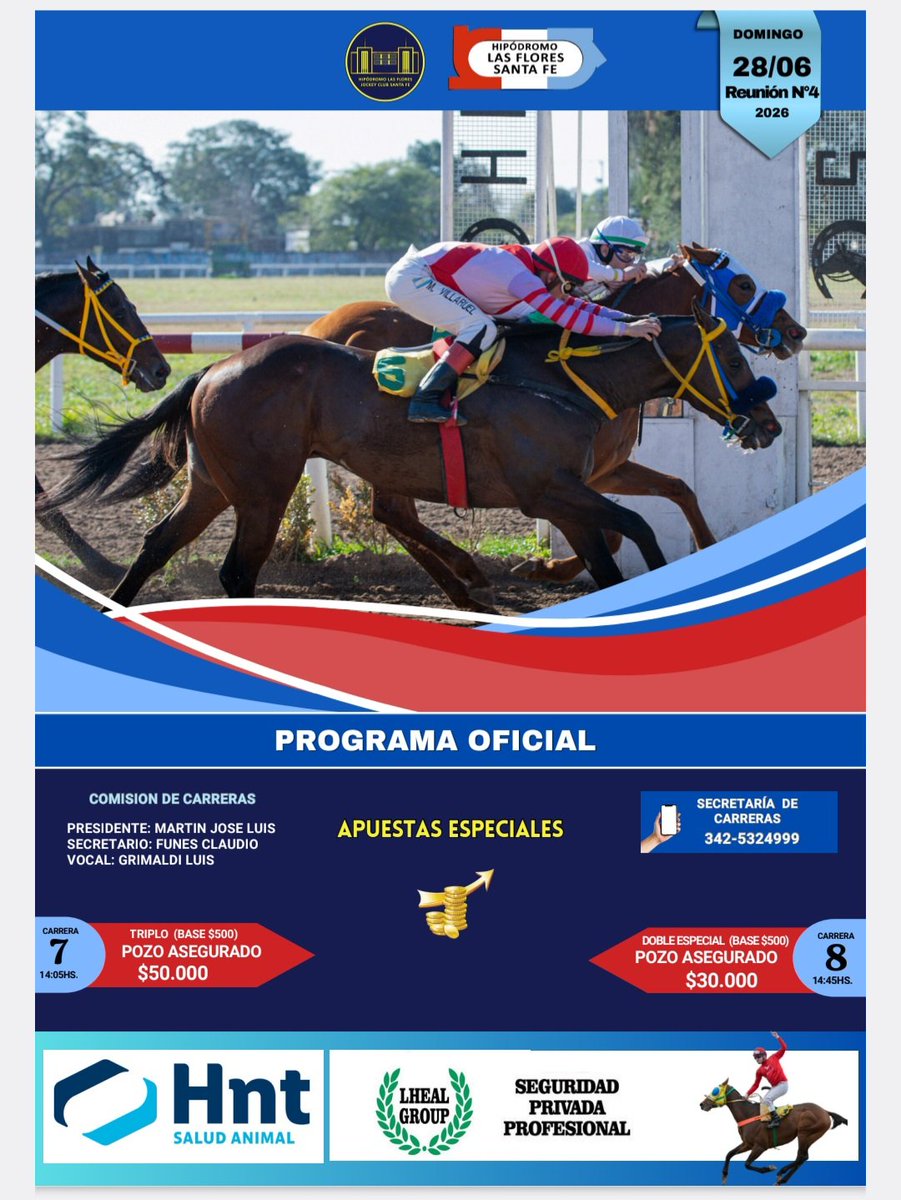 UTTAturfyafines's tweet photo. #TurfFederal
Hipódromo de Las Flores (Santa Fe) - Programa Oficial para este domingo 28 de junio - Reunión Nº4, con 12 carreras desde las 10:30 horas - Premio Invierno (1000 metros)
#UTTApresente https://t.co/qSM1CXdW75