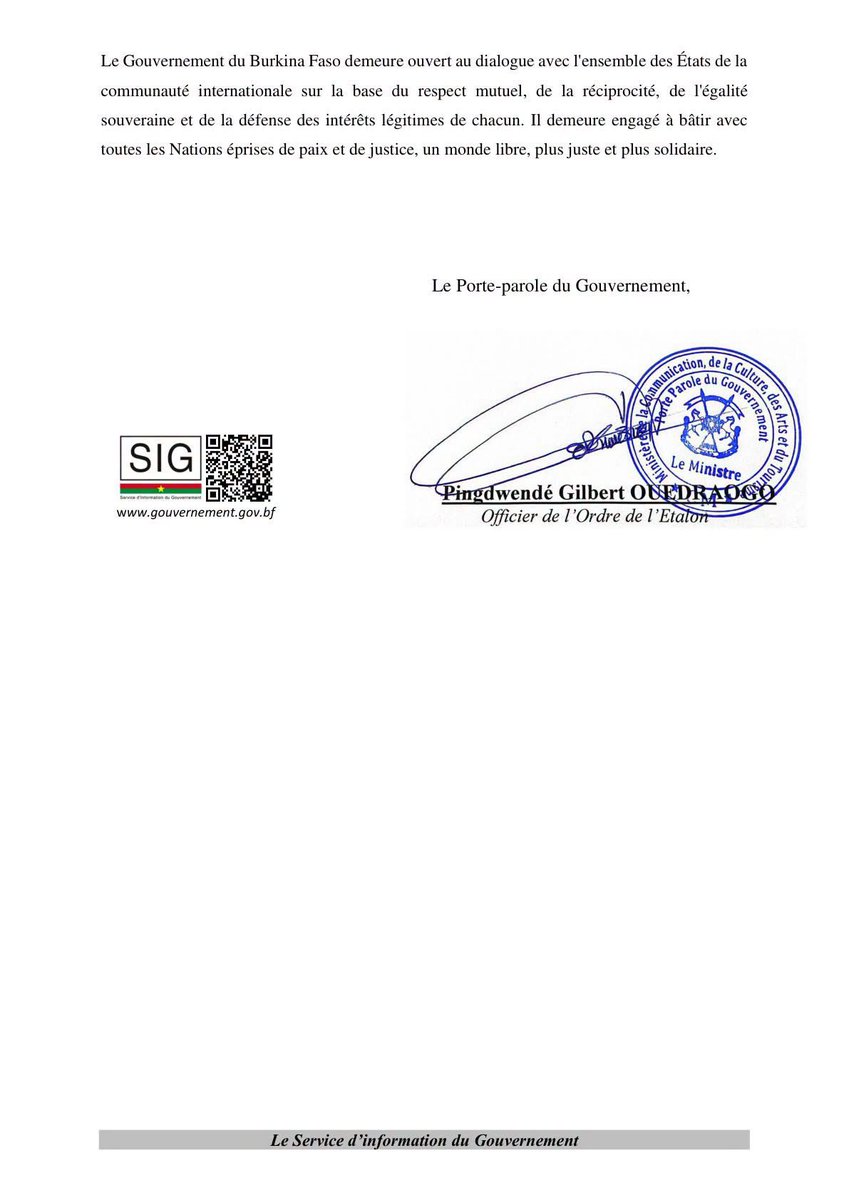 NiangAbdoul15's tweet photo. 🔴 Communiqué : Rupture des relations diplomatiques entre le Burkina Faso et la République Française pour compter de ce jour 26 juin 2026 https://t.co/jrofHq79lD