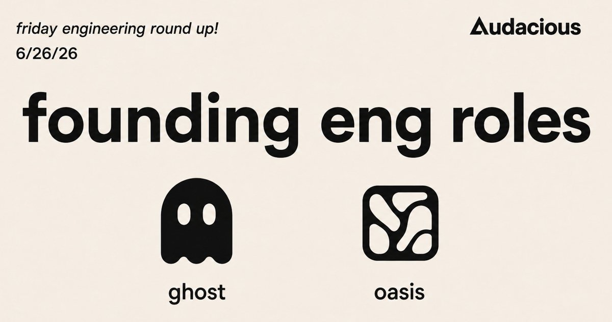 hellosprice's tweet photo. We're hiring 3 founding engineers!

@ghostai is building ai clones. 
- Founding Engineers  
- SF based (will relo!)  
- $10M seed from Audacious, a16z, Abstract, SV Angel, Parable, & founders of Instacart, Tinder.

@OasisHQ is bringing agents and humans together to supercharge your life and work. 
- AI & Fullstack Engineers
- NYC based (will relo!)  

🚀🚀🚀🚀🚀🚀🚀🚀🚀🚀🚀🚀🚀🚀