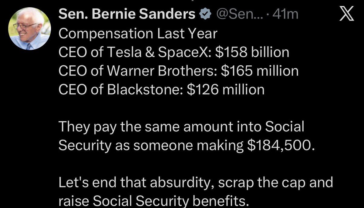 Notwokenow's tweet photo. Hey @SenSanders 

You have spent this country into $40 trillion of debt. 

You are disqualified from commenting on financial matters. 

After 44 years in elected office, the only person’s life you have improved is your own. 

You, sir, are the oligarchy. https://t.co/4LVbIAwWlL
