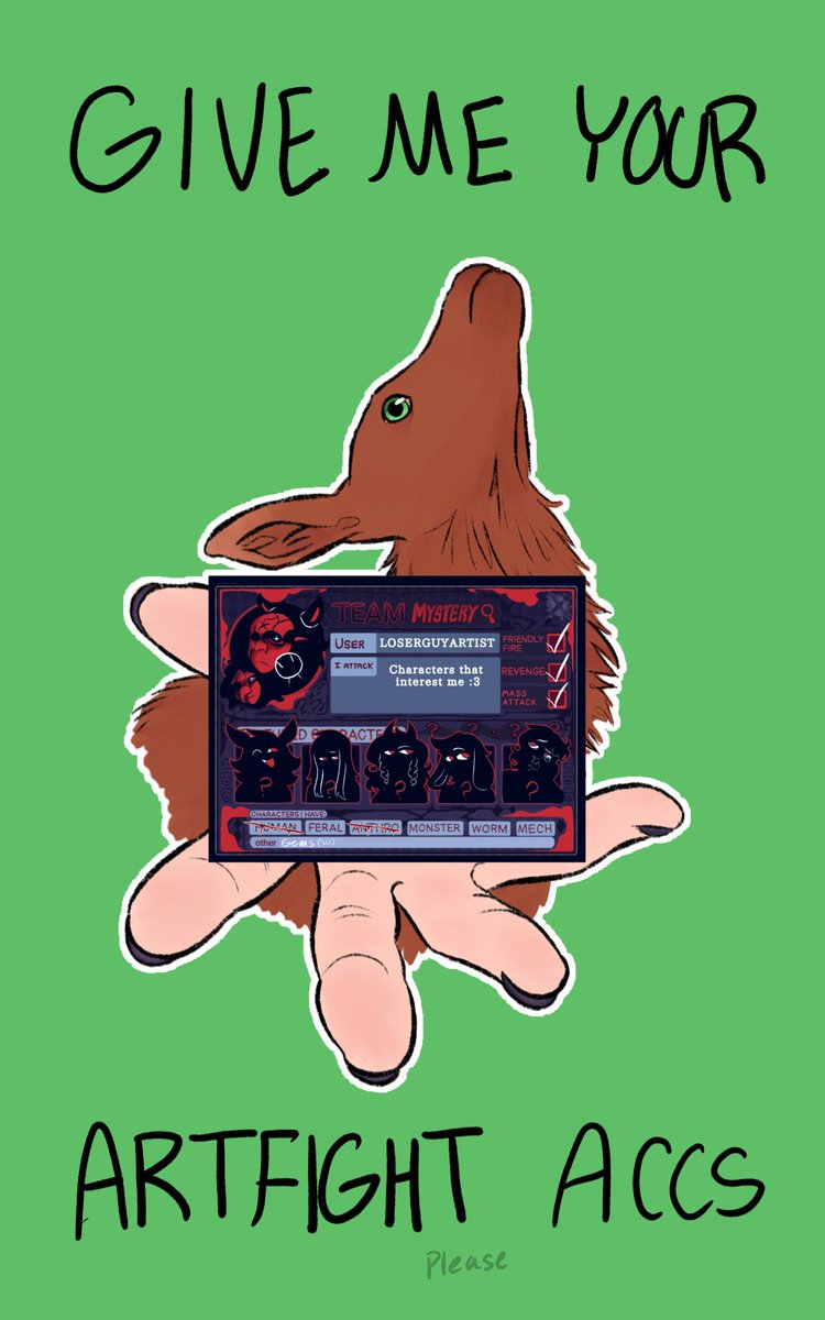 LoserGuyArtist's tweet photo. GIMMIE YOUR ARTFIGHT ACCOUNTS

#Art #Artfight #Furry #Deer #Artfight2026 https://t.co/07AxSIm517