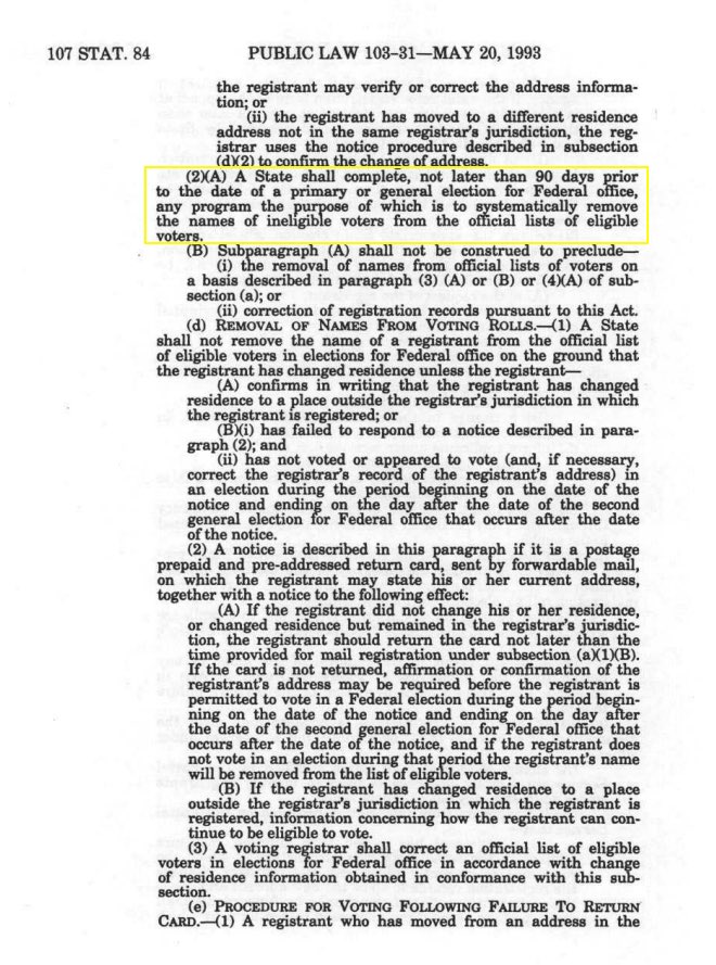 Shilohmarx's tweet photo. Is @LeaderJohnThune stalling the SAVE America Act until the NVRA 90-day ‘quiet period,’ where states are no longer permitted to systematically remove ineligible voters.

The 90 day "quiet period" begins August 5, 2026. https://t.co/olkLZq5ft3